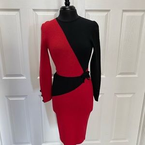Vintage Red Black knit dress size small